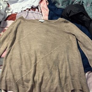 New York & Company Beige Crew Neck Sweater